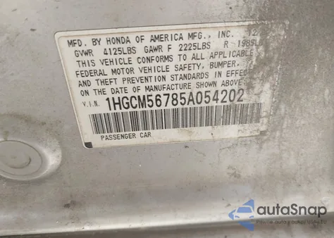 2005 Honda Accord 2.4 Ex from USA, damaged, VIN 1HGCM56785A054202